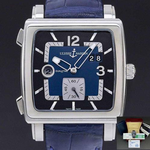 Ulysse Nardin - Quadrato Dual Time - 243-92 - Homme - 2009, Handtassen en Accessoires, Horloges | Heren