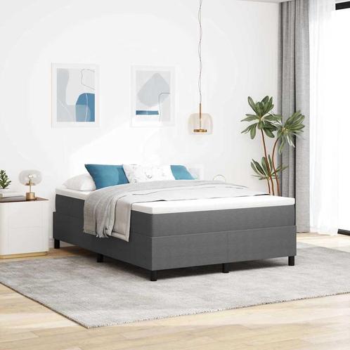 vidaXL Boxspring bed Lichtgrijs 140 x 200 cm Katoenen stof, Huis en Inrichting, Slaapkamer | Bedden, Nieuw, Verzenden