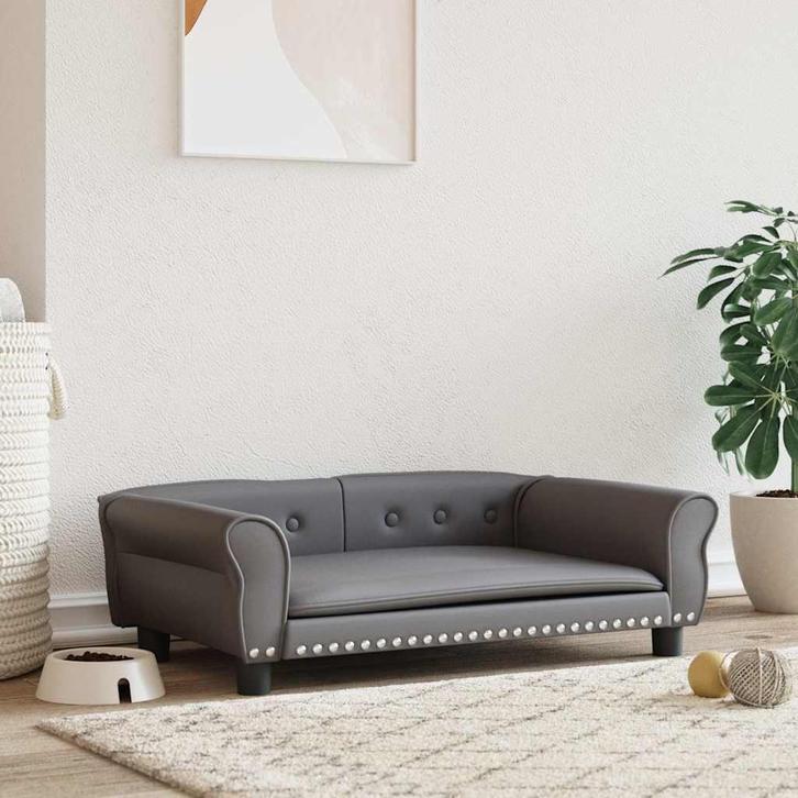 vidaXL Hondenmand 95x55x30 cm kunstleer grijs, Animaux & Accessoires, Accessoires pour chiens, Envoi