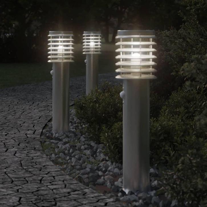 vidaXL Vloerlamp voor buiten met sensor 60 cm roestvrijstaal, Tuin en Terras, Buitenverlichting, Nieuw, Verzenden