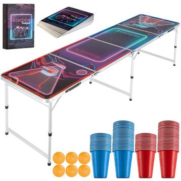 tectake Bierpongtafel BeerWars I, LED-verlichting, incl. kaa beschikbaar voor biedingen