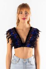 Top met Veren Blauw Bruin XS S M Verentop Steampunk Topje Ve, Ophalen of Verzenden, Nieuw