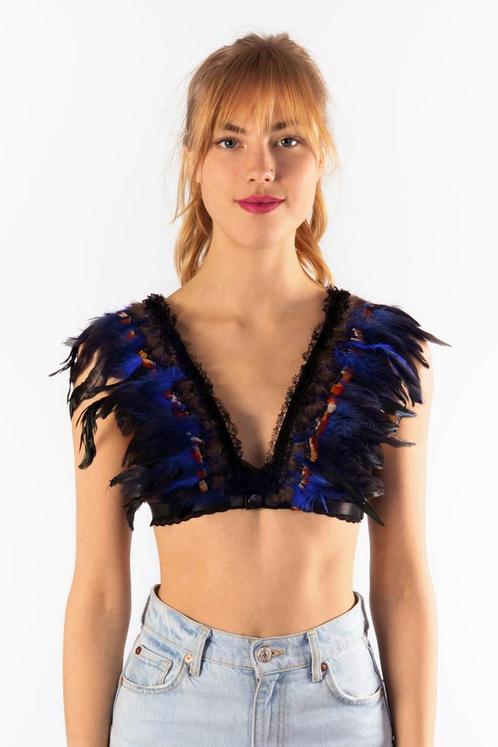 Top met Veren Blauw Bruin XS S M Verentop Steampunk Topje Ve, Vêtements | Femmes, Costumes de carnaval & Vêtements de fête, Enlèvement ou Envoi