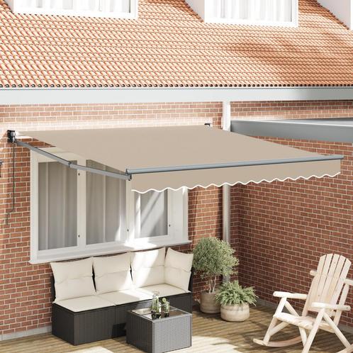 vidaXL Handmatige Inklapbare Ligbed Zonneluifel Beige, Tuin en Terras, Zonneschermen, Nieuw, Verzenden