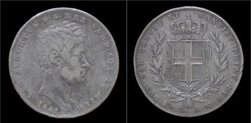 Italy Carlo Alberto 5 lire 1842 zilver beschikbaar voor biedingen