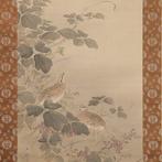 Zeer fijn sumi-e schilderij Kwartels in zomergras onder