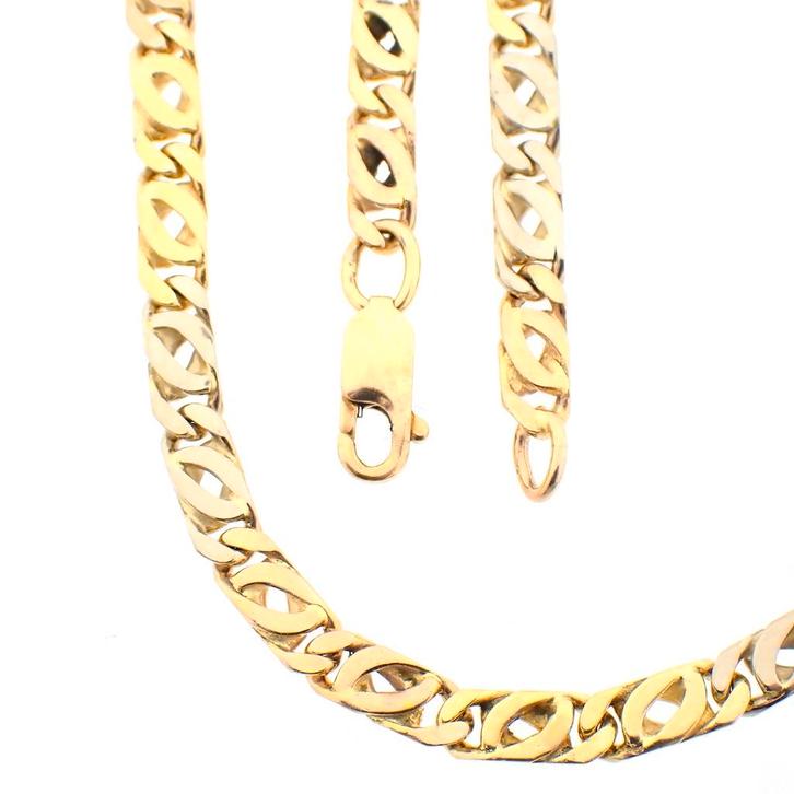Tricolor gouden heren ketting | 42 cm (schakel ketting), Handtassen en Accessoires, Kettingen, Overige kleuren, Gebruikt, Goud