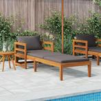 vidaXL Ligbed met donkergrijze kussens massief acaciahout, Tuin en Terras, Tuinsets en Loungesets, Verzenden, Nieuw