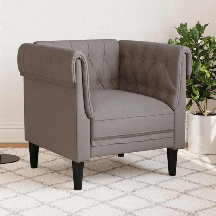 vidaXL Fauteuil Chesterfield-stijl stof taupe, Huis en Inrichting, Zetels | Zetels, Nieuw, Verzenden