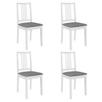 vidaXL Chaises à manger avec coussins lot de 4 blanc, Maison & Meubles, Verzenden, Neuf