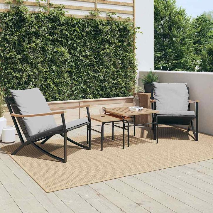 vidaXL 4-delige Balkonset met kussens staal zwart, Tuin en Terras, Tuinsets en Loungesets, Nieuw, Verzenden