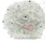 Pomander foamroosbal Wit 14 cm met diamantjes, Nieuw