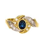 Ring - 18 karaat Geel goud, Witgoud - 0.66ct. tw. Saffier -, Nieuw