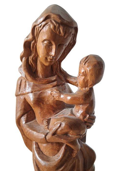 Beeld - Maria met kindje Jezus - 31 cm - Hout - 1950-1960, Antiek en Kunst, Antiek | Boeken en Manuscripten