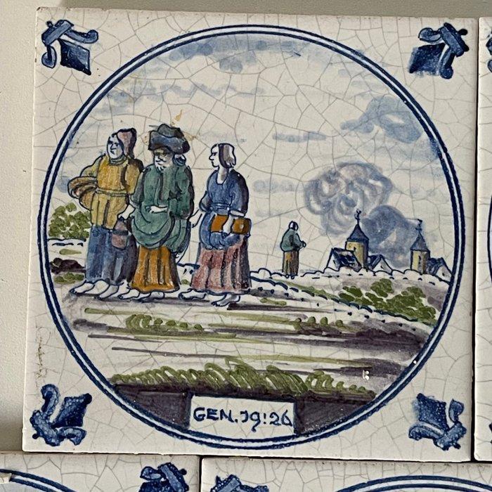 Tegel (10) - Delft, Plateelbakkerij - 1950-1970 - Polychroom, Antiek en Kunst, Antiek | Glaswerk en Kristal