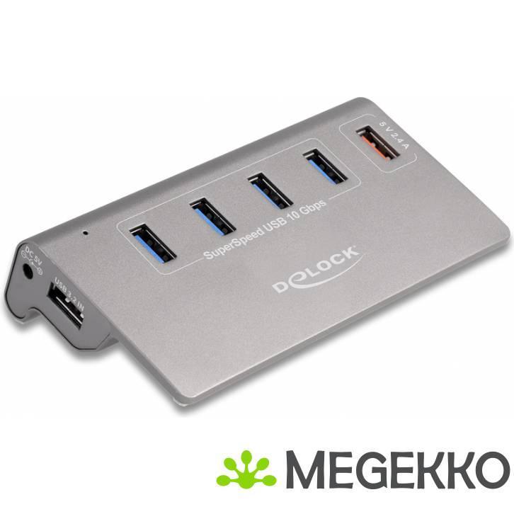 Delock 64182 USB 10 Gbps hub met 4 USB Type-A poorten + 1, Computers en Software, USB Sticks, Nieuw, Verzenden