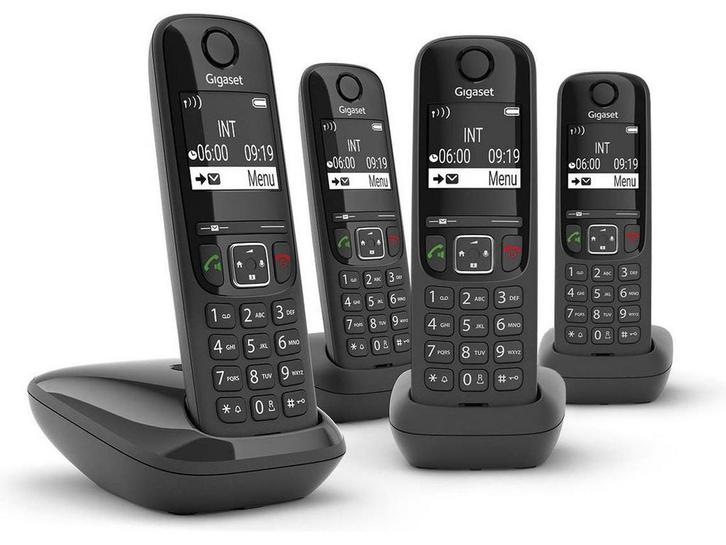 Gigaset AS690R - Draadloze huistelefoon - 4 handsets - Zwart, Telecommunicatie, Vaste telefoons | Handsets en Draadloos, Zo goed als nieuw