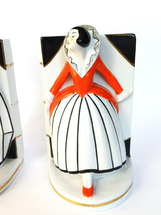 Serre-livres (2) - Porcelaine - Pierrot, Pierrette, Antiek en Kunst, Kunst | Designobjecten