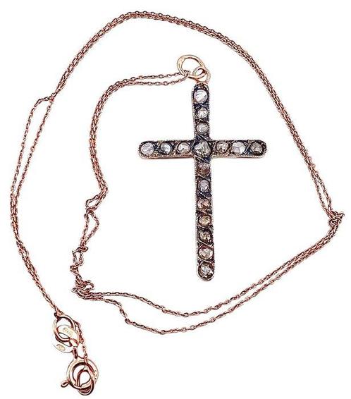 Zonder Minimumprijs - Halsketting - 9 kt. Roségoud, Zilver, Handtassen en Accessoires, Kettingen