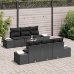 vidaXL Tuinbank Set met opslag 7 pcs Zwart poly rattan, Verzenden