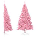 vidaXL Kunstkerstboom met standaard half 180 cm PVC roze, Diversen, Verzenden, Nieuw