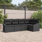 vidaXL Tuin Eettafel Set 5 pcs Zwart Poly Rattan en, Tuin en Terras, Verzenden, Nieuw