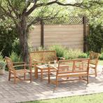 vidaXL Tuinbank Set Naturel Massief teakhout, Tuin en Terras, Verzenden, Nieuw