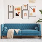 vidaXL Canapé Chesterfield avec traversins 3 places bleu, Verzenden, Neuf