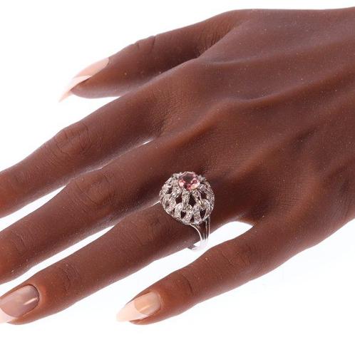 Ring - 14 karaat Witgoud - 1.00ct. tw. Toermalijn - Diamant, Handtassen en Accessoires, Ringen