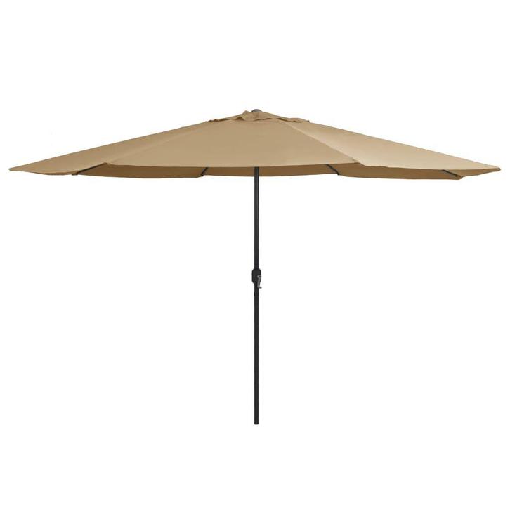 Grote Parasol Taupe - Nieuwstaat | Retour Deal | Zwengel, Tuin en Terras, Parasols, 3 tot 4 meter, Nieuw, Stokparasol, Verzenden