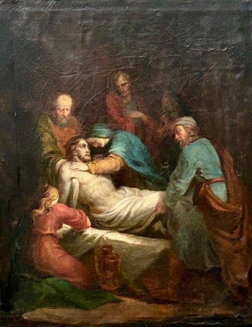 École italienne (XVIII) - Compianto sul Cristo morto, Antiek en Kunst, Kunst | Schilderijen | Klassiek