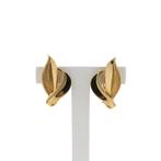 Gouden vintage oorclips van bladeren (oorstekers, oorbellen), Ophalen of Verzenden, Gebruikt, Overige kleuren, Goud
