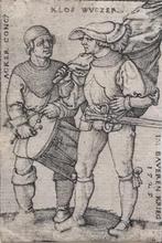 Hans Sebald Beham (1500-1550) - Standard Bearer and Drummer, Antiquités & Art