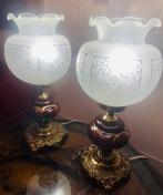 Lampe à poser en forme de globe (2) - Verre, Laiton,