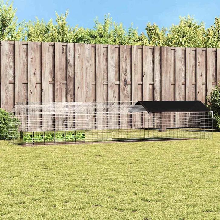 vidaXL Konijnenkooi Zilver 400 x 78 x 78 cm Gegevens staal, Animaux & Accessoires, Rongeurs & Lapins | Cages & Clapiers, Envoi