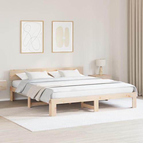 vidaXL Bedframe met hoofdbord 180x200 cm in massief, Huis en Inrichting, Slaapkamer | Bedden, Nieuw, Verzenden