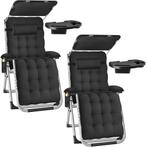 tectake Ligstoel Cloud II met zonnekap, opvouwbaar - zwart,, Verzenden, Nieuw