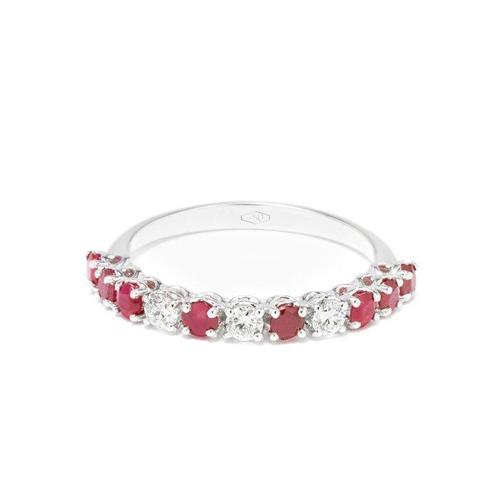 Bague - 18 carats Or blanc Rubis - Diamant, Handtassen en Accessoires, Ringen
