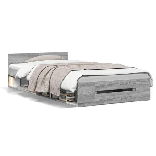 vidaXL Bedframe met lade bewerkt hout grijs sonoma eiken, Maison & Meubles, Chambre à coucher | Lits, Envoi