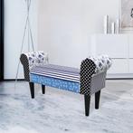 vidaXL Bankje patchwork blauw en wit, Huis en Inrichting, Verzenden, Nieuw