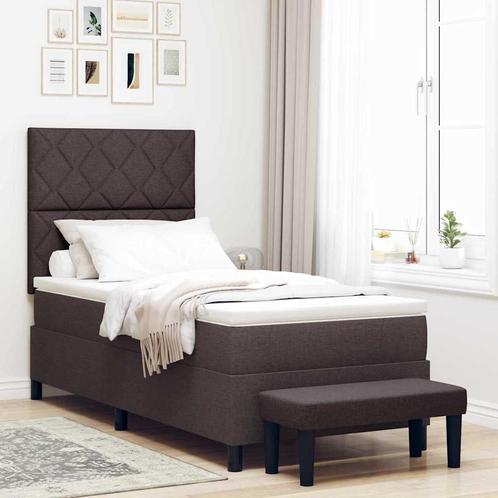 vidaXL Boxspringbed met Matras & Bench Donkerbruin 100x200, Huis en Inrichting, Slaapkamer | Bedden, Nieuw, Verzenden