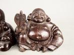 Brons - Shuho  - Drie bronzen beelden van Hotei,, Antiek en Kunst