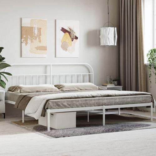 vidaXL Bedframe met hoofdbord metaal wit 200x200 cm, Huis en Inrichting, Slaapkamer | Bedden, Nieuw, Verzenden