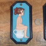 Signes des toilettes : Garçon, Fille - Plaque (2) - Fonte, Antiek en Kunst