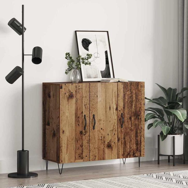 vidaXL Dressoir Oud hout 90 x 34 x 80 cm Bewerkt hout, Huis en Inrichting, Kasten | Dressoirs, Nieuw, Verzenden