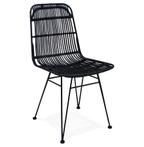 Designstoel 'PANAMA' in zwart rotan (Eenvoudige stoel)
