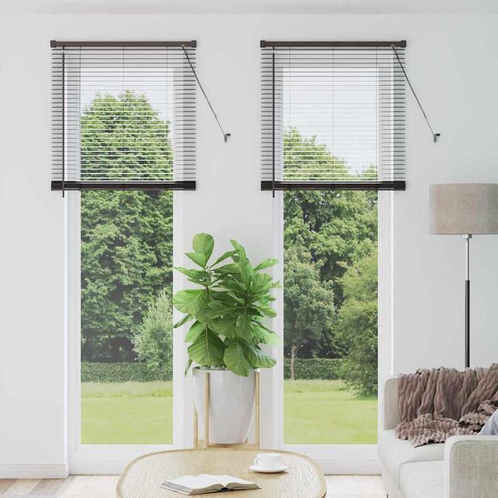vidaXL Raamjaloezie met gordijnen Zwart Aluminium, Huis en Inrichting, Stoffering | Gordijnen en Lamellen, Nieuw, Verzenden