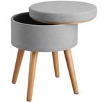 tectake Hocker Yara gestoffeerd in linnenlook 300kg met opbe, Huis en Inrichting, Barkrukken, Verzenden, Nieuw