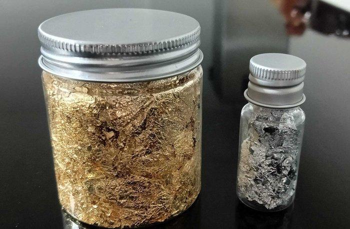 Goud 5 g goudfolievlokken - Hoogte: 0 cm - Breedte: 0 cm- 5, Verzamelen, Mineralen en Fossielen