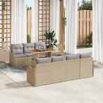 vidaXL 8-delige ligbed set met kussens - Beige Poly Rattan, Tuin en Terras, Verzenden, Nieuw